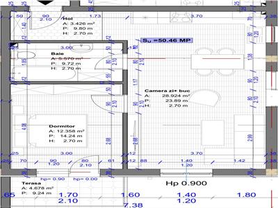 Apartament 2 camere la cheie, 51 mp utili plus 2 balcoane, etaj 1.