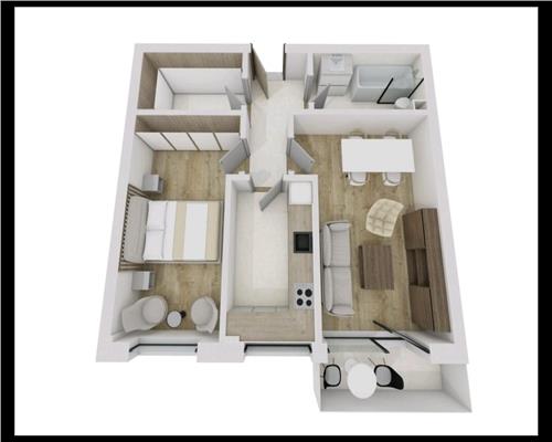 Apartament decomandat cu 2 camere plus 2 balcoane. Su 55.64, suprafata balcon 3 mp. Floresti