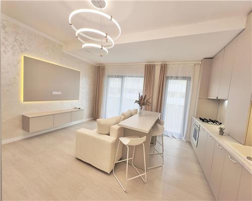Apartament cu 3 camere, finisaje si mobilier premium 56 mp plus terasa 12 mp etaj intermediar in Floresti!