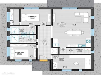 Case individuale semifinisate cu 4 camere, 120 mp construiti,teren liber 434 mp.